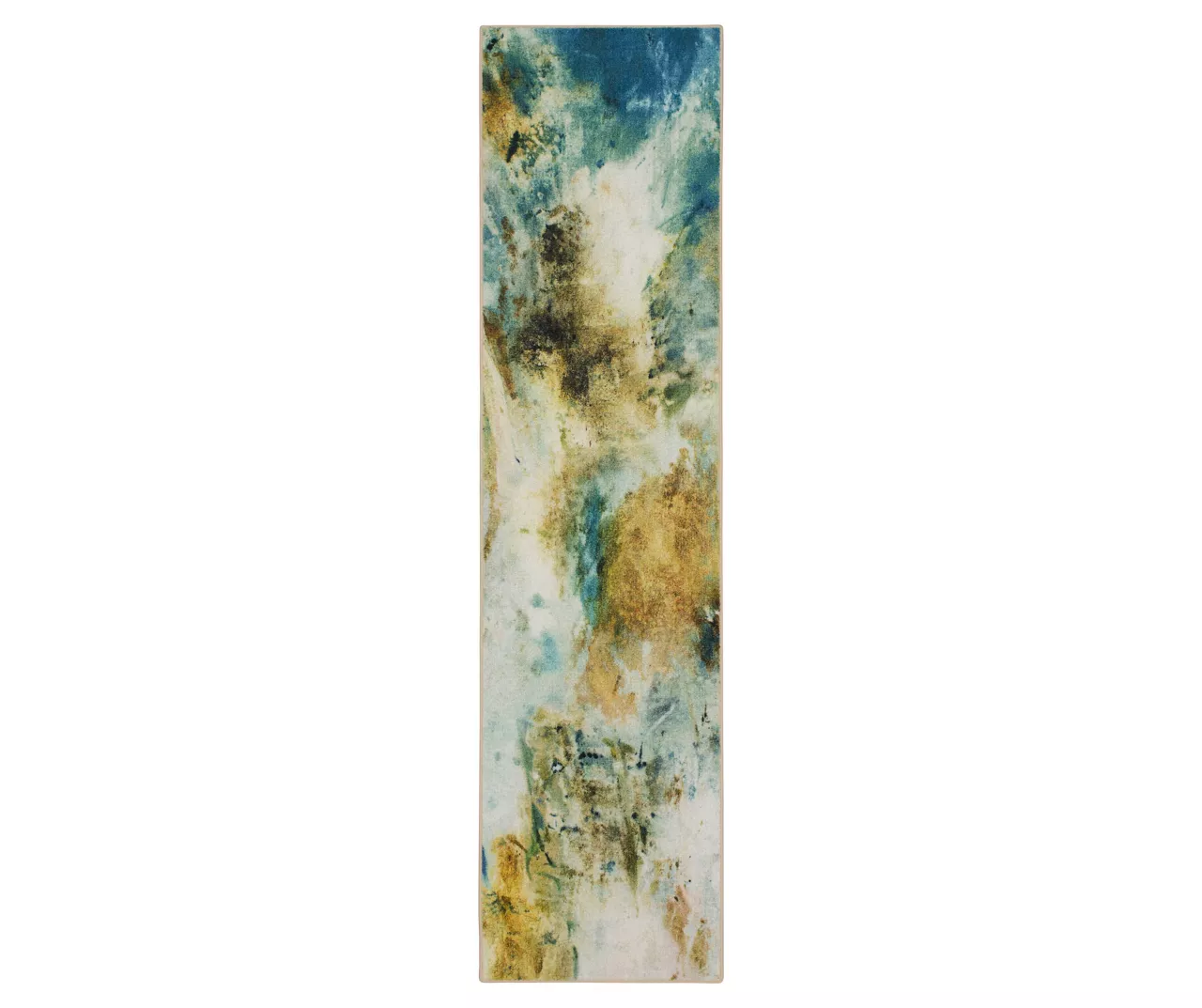 Shoreline Water Blue & Brown Abstract Area Rug, (2.5' X 8') 1 Shoreline Water Blue & Brown Abstract Area Rug, (2.5' X 8')