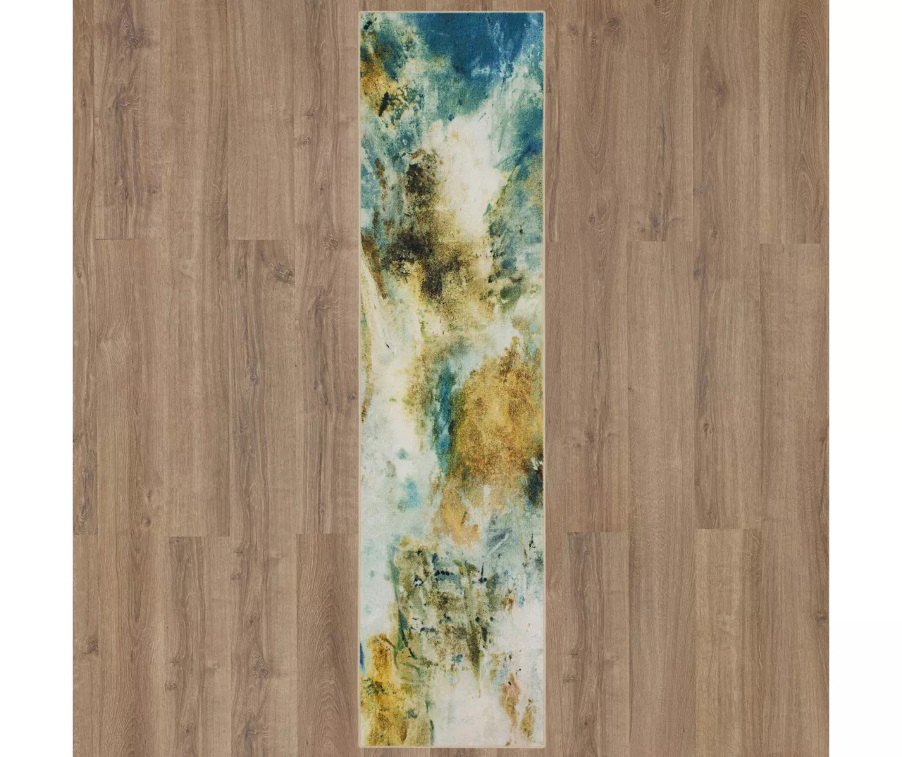 Shoreline Water Blue & Brown Abstract Area Rug, (2.5' X 8') 4 Shoreline Water Blue & Brown Abstract Area Rug, (2.5' X 8') - Image 4