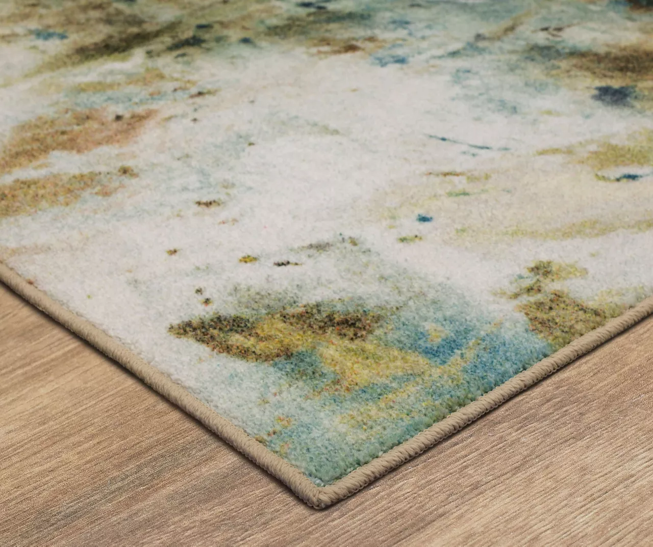 Shoreline Water Blue & Brown Abstract Area Rug, (2.5' X 8') 2 Shoreline Water Blue & Brown Abstract Area Rug, (2.5' X 8') - Image 2
