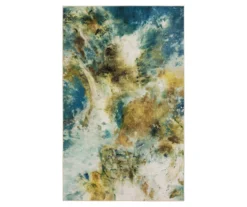 Shoreline Water Blue & Brown Abstract Area Rug, (5' X 8')
