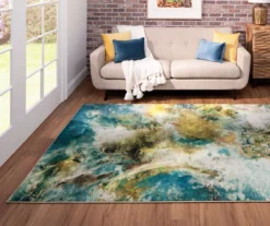 Shoreline Water Blue & Brown Abstract Area Rug, (5' X 8') -Carpet Promotion 810601151 A0 3