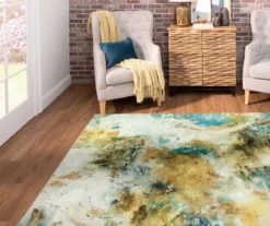 Shoreline Water Blue & Brown Abstract Area Rug, (5' X 8') -Carpet Promotion 810601151 A0 4
