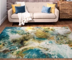 Shoreline Water Blue & Brown Abstract Area Rug, (5' X 8') -Carpet Promotion 810601151 A0 5