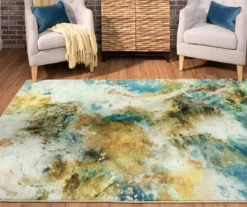 Shoreline Water Blue & Brown Abstract Area Rug, (5' X 8') -Carpet Promotion 810601151 A0 6