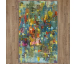 Confetti Canvas Blue & Multi-Color Abstract Area Rug, (5' X 8') -Carpet Promotion 810601155 A0 2
