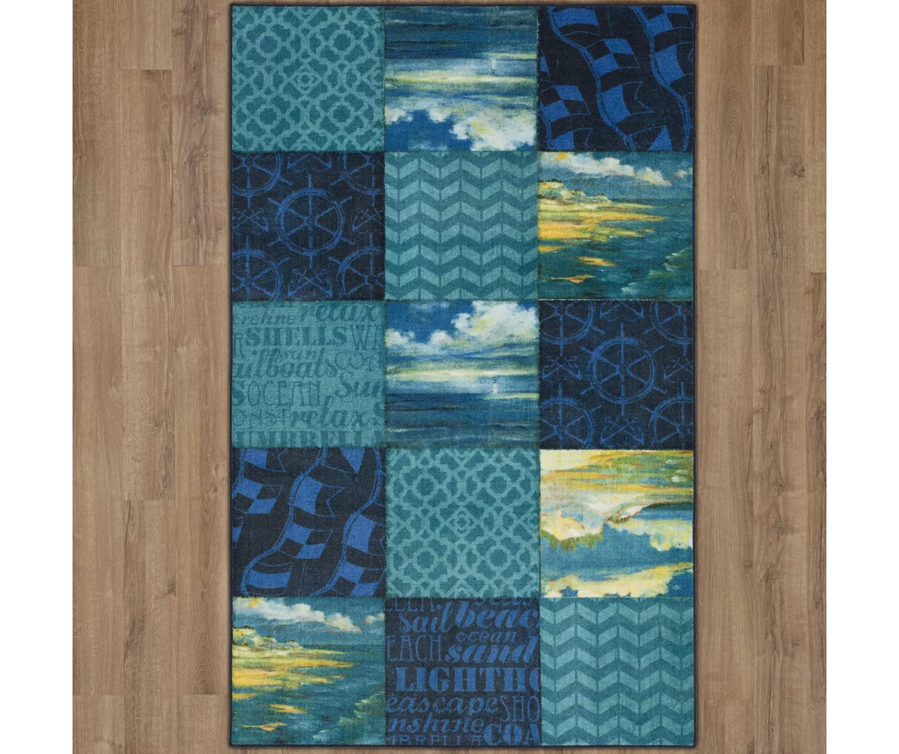 Beachscape Navy & Blue Patchwork Area Rug, (8' X 10') 4 Beachscape Navy & Blue Patchwork Area Rug, (8' X 10') - Image 4