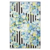 Blue & Black Floral & Stripe Mix Area Rug