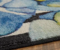 Blue & Black Floral & Stripe Mix Area Rug -Carpet Promotion 810601163 A8 4