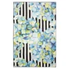 Blue & Black Floral & Stripe Mix Area Rug, (8' X 10')