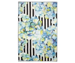Blue & Black Floral & Stripe Mix Area Rug -Carpet Promotion 810601165 A0 1