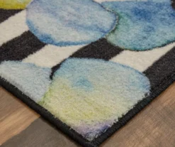 Blue & Black Floral & Stripe Mix Area Rug -Carpet Promotion 810601165 A8 1