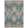 Paradise Grove Blue & Brown Arabesque Outdoor Area Rug, (4' X 5.5')