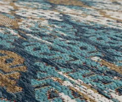 Paradise Grove Blue & Brown Arabesque Outdoor Area Rug, (4' X 5.5') -Carpet Promotion 810601172 A8 3