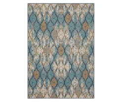 Paradise Grove Blue & Brown Arabesque Outdoor Area Rug, (8' X 10')