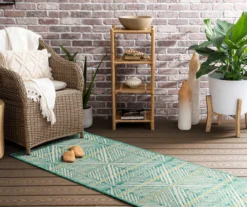 Poolside Diamond Teal & Green Outdoor Area Rug, (2.5' X 6') -Carpet Promotion 810601175 A0 3