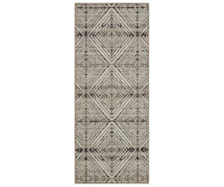 Poolside Diamond Dark Gray & Ivory Outdoor Area Rug, (2.5' X 6')