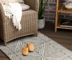 Poolside Diamond Light Gray & Turquoise Outdoor Area Rug, (2.5' X 6') -Carpet Promotion 810601183 A0 4