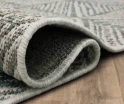 Poolside Diamond Light Gray & Turquoise Outdoor Area Rug, (4' X 5.5') -Carpet Promotion 810601184 A8 5