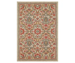 Coastal Desire Rust & Beige Ornamental Outdoor Area Rug, (4' X 5.5')