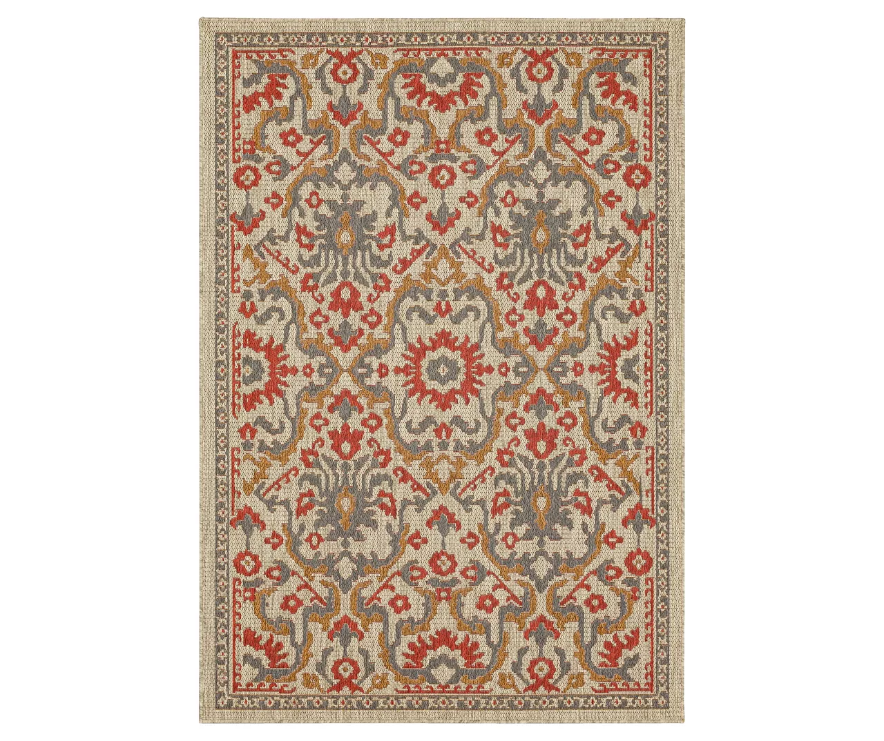 Coastal Desire Rust & Beige Ornamental Outdoor Area Rug, (4' X 5.5') 1 Coastal Desire Rust & Beige Ornamental Outdoor Area Rug, (4' X 5.5')