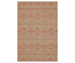 Poolside Diamond Rust & Beige Outdoor Area Rug, (4' X 5.5')