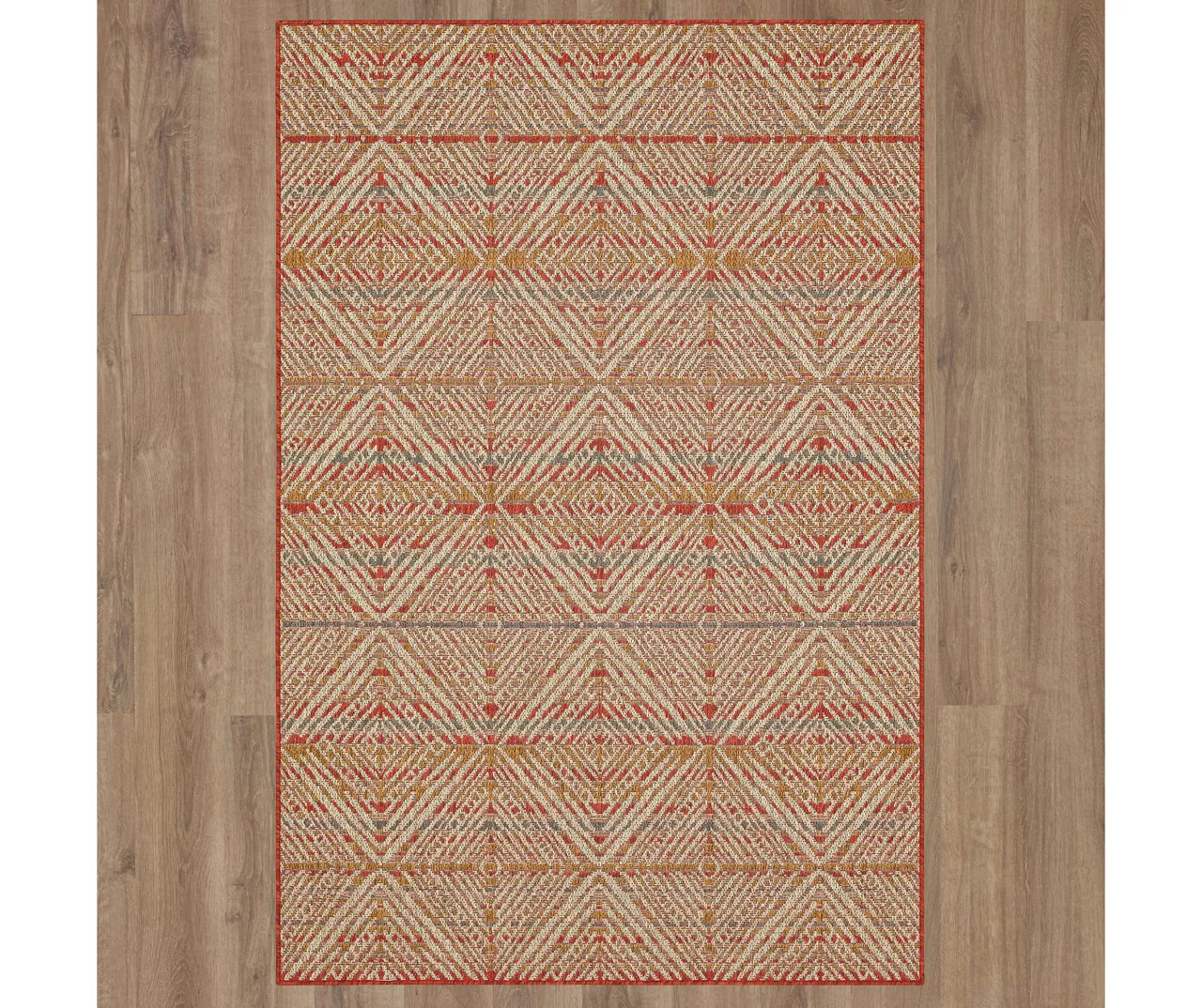 Poolside Diamond Rust & Beige Outdoor Area Rug, (4' X 5.5') 4 Poolside Diamond Rust & Beige Outdoor Area Rug, (4' X 5.5') - Image 4