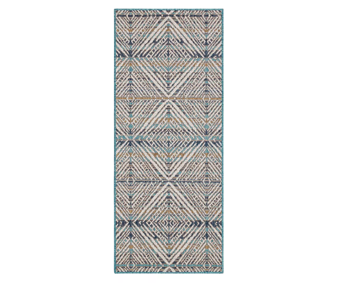 Poolside Diamond Blue & Brown Outdoor Area Rug, (2.5' X 6') 1 Poolside Diamond Blue & Brown Outdoor Area Rug, (2.5' X 6')