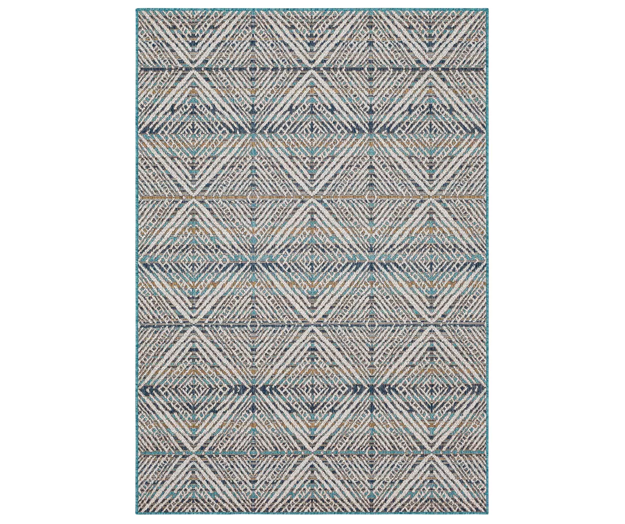 Poolside Diamond Blue & Brown Outdoor Area Rug, (8' X 10') 1 Poolside Diamond Blue & Brown Outdoor Area Rug, (8' X 10')