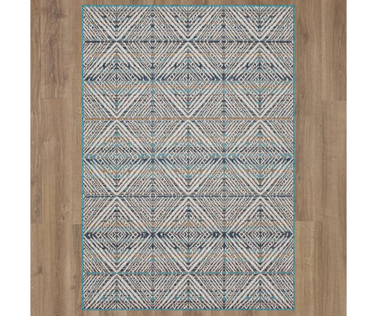 Poolside Diamond Blue & Brown Outdoor Area Rug, (8' X 10') 3 Poolside Diamond Blue & Brown Outdoor Area Rug, (8' X 10') - Image 3