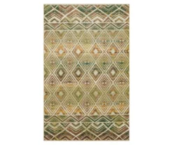 Cora Beige & Green Geometric Area Rug, (5' X 8')