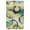 Canvas Rings Aqua & Beige Abstract Area Rug, (8' X 10')