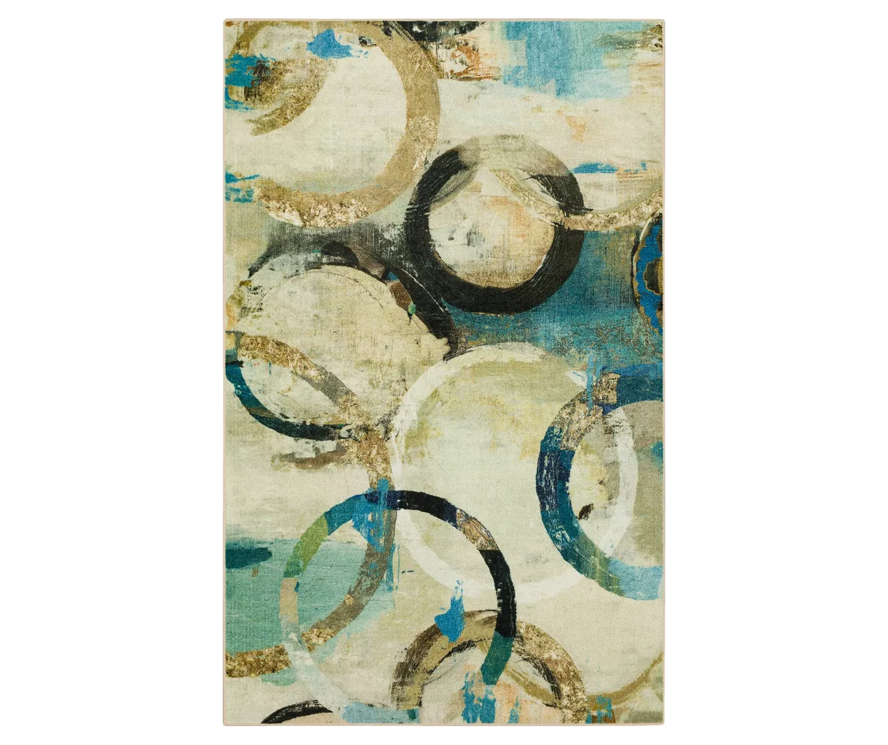 Canvas Rings Aqua & Beige Abstract Area Rug, (8' X 10') 1 Canvas Rings Aqua & Beige Abstract Area Rug, (8' X 10')
