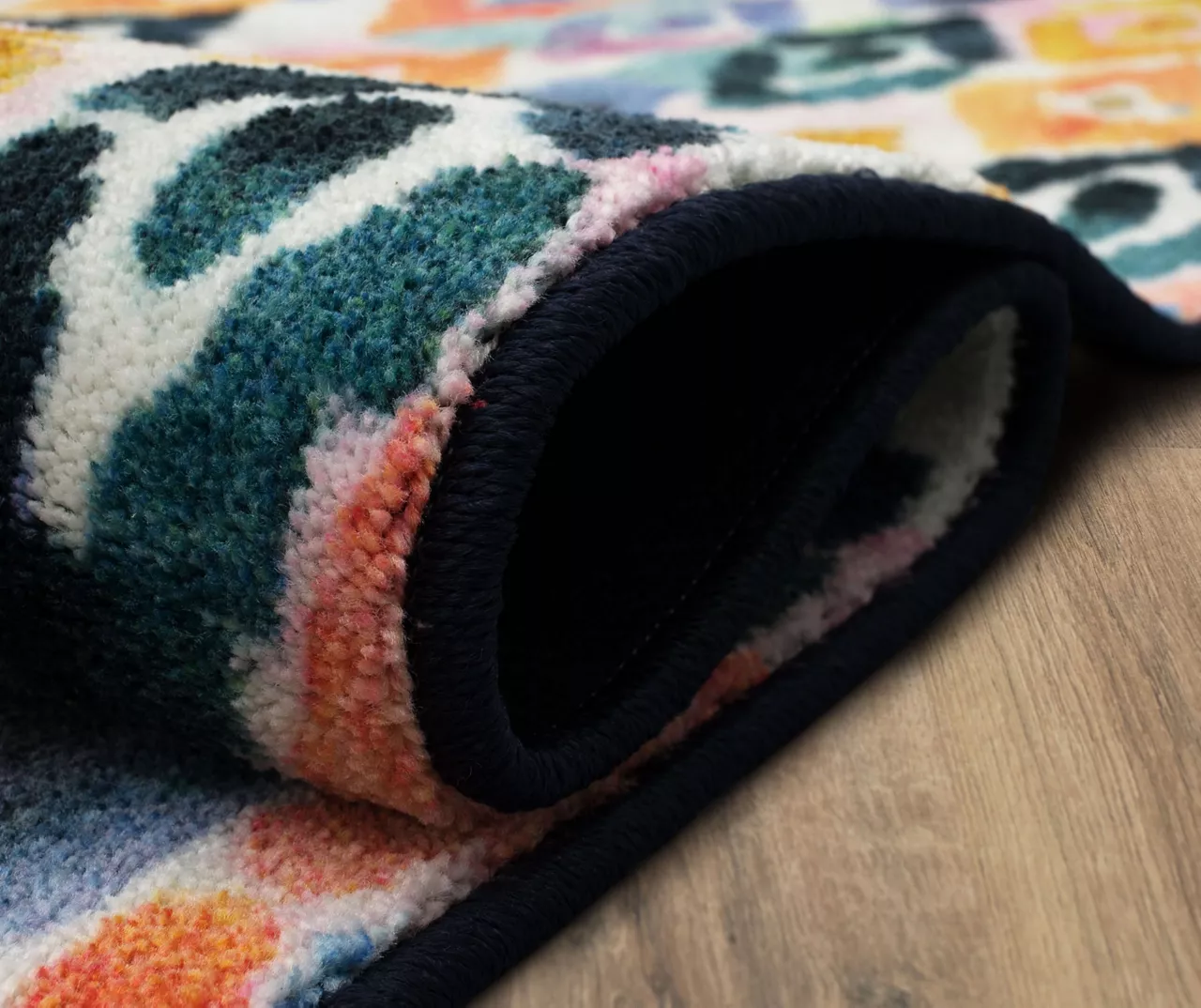 Dark Orange & Navy Watercolor Ikat Area Rug, (4' X 6') 6 Dark Orange & Navy Watercolor Ikat Area Rug, (4' X 6') - Image 6