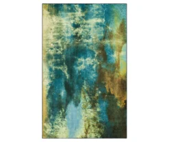 Glaicer Water Blue & Beige Abstract Area Rug, (4' X 6')