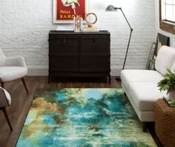 Glaicer Water Blue & Beige Abstract Area Rug, (5' X 8') -Carpet Promotion 810601240 A0 4