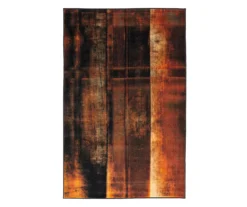 Rustburn Brown & Orange Abstract Area Rug, (5' X 8')