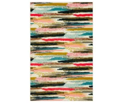 Beige & Multi-Color Brushed Stripe Area Rug, (8' X 10')