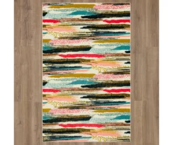 Beige & Multi-Color Brushed Stripe Area Rug, (8' X 10') -Carpet Promotion 810601255 A0 2