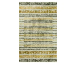 Tana Gold & Beige Abstract Stripe Area Rug, (8' X 10')