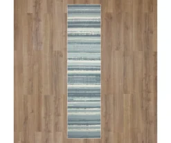 Avenue Blue & Ivory Stripe Runner Rug, (2' X 8') -Carpet Promotion 810620440 A0 2 1