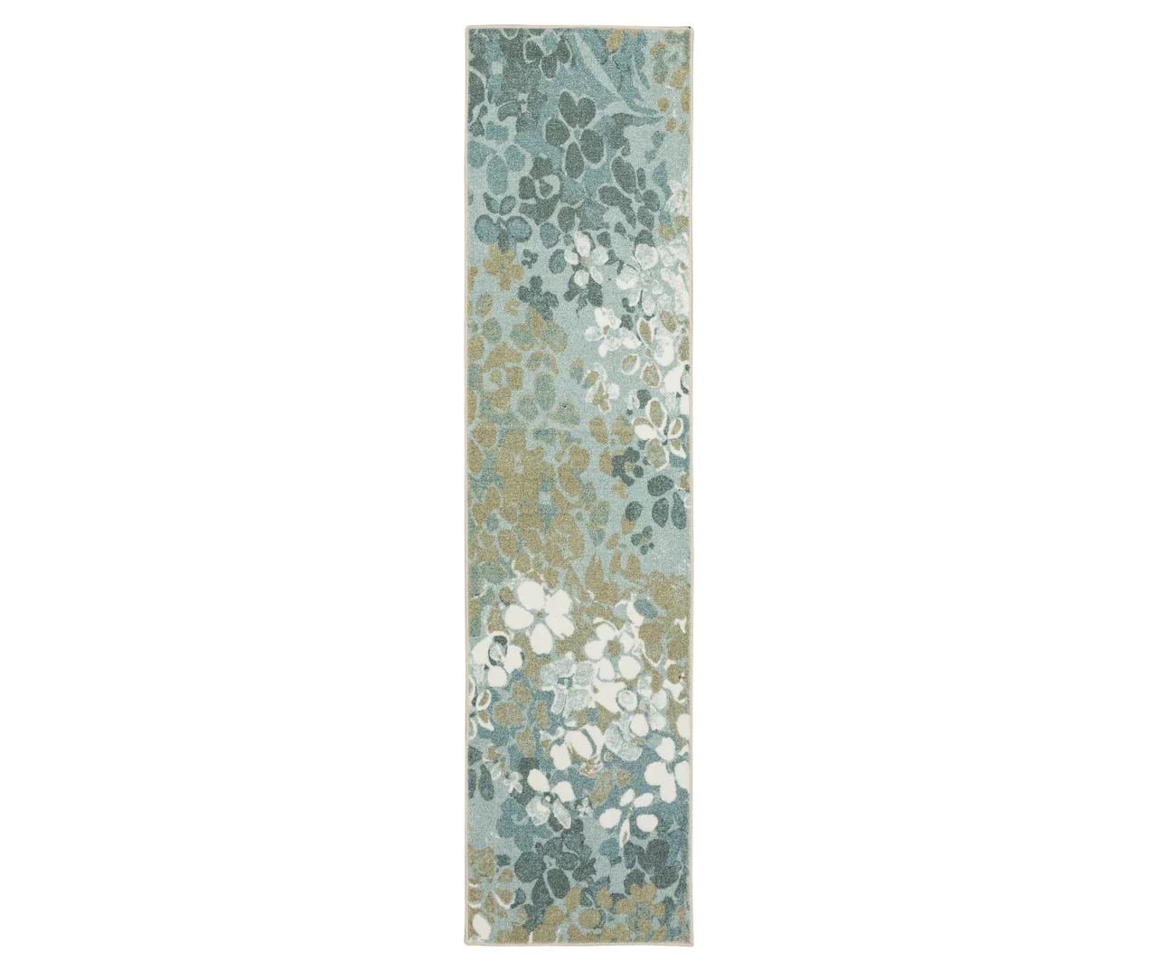 Radiance Tan & Green Floral Runner Rug, (2' X 8') 1 Radiance Tan & Green Floral Runner Rug, (2' X 8')