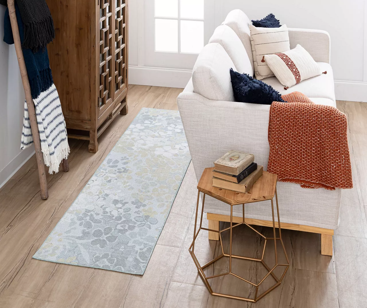 Radiance Tan & Green Floral Runner Rug, (2' X 8') 5 Radiance Tan & Green Floral Runner Rug, (2' X 8') - Image 5